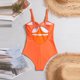 thumbnail image 5 of Traje de baño de una pieza para mujer, traje de baño de bikini de tirantes sin espalda de color liso para mujer, conjunto de bikini con bloques de color y hombros descubiertos, traje de baño de moda p, 5 of 7