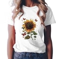 thumbnail image 2 of vigerkar Women's Sunflower Graphic T-Shirts Boho Wildflowers Tee Tops Summer Vintage Short Sleeve Casual Holiday Tops (White, 3XL), 2 of 6