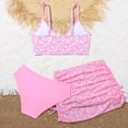 thumbnail image 6 of BXSRUTA Girls Swimsuit 3 Piece Set Medium to Large Sized Teen Girls Floral Print Bikini Top with Skirt Tankini Set, 6 of 7