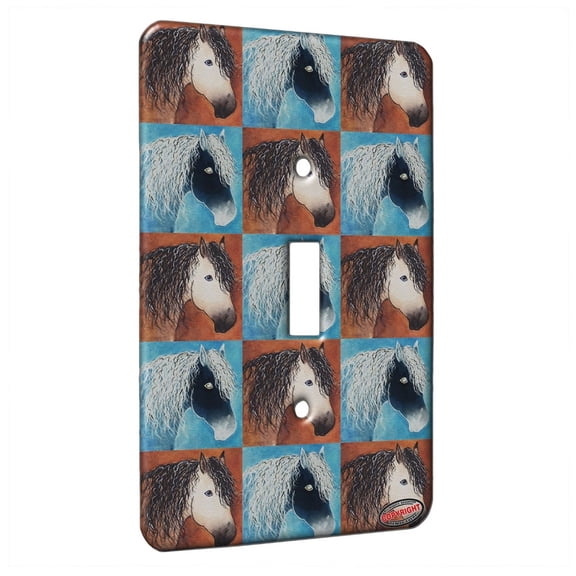 KuzmarK™ Single Gang Toggle Switch Wall Plate - Buttermilk Buckskin Quarter Horse Abstract Pattern Art by Denise Every