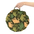 thumbnail image 2 of Grunge Round Floor Cushion with Handle, Mammoth Prehistoric Animals Graphic in Camouflage Tones Boho Wild Fashion, Pillow for Living Room & Dorms, 18" Round, Peach and Olive Green, by Ambesonne, 2 of 4