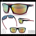 thumbnail image 2 of SA106 Sport Wrap Sunglasses UV400 Mirror Lens Lightweight Active Eyewear Black Red Frame - Orange Mirror Lens, 2 of 7