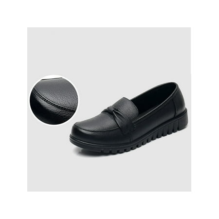 

UKAP Flats Shoes for Women s Penny Loafers PU Leather Driving Moccasins Comfort Boat Wide Shoes Black