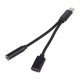 thumbnail image 1 of Fashion Type-C Earphone Adapter Creative 2 in 1 Adapter Earphone Charging Converter (Black), 1 of 4
