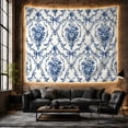 thumbnail image 6 of Blue and White Floral Urn Pattern on Solid White Background Romantic Vintage for Art Lovers Botanical Wall Decor Housewarming Gift Tapestry Wall Hanging for Living Room and Bedroom, 6 of 7