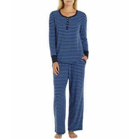 

Nautica Women s 2 Piece Microfleece Pajama Set (Navy Blue Stripe XX-Large)