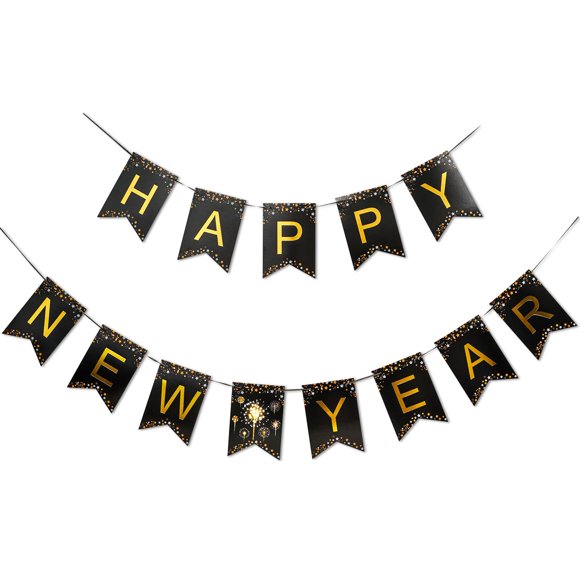 Banner de Año Nuevo MiniRed 2024 Happy New Year, papel negro