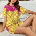 thumbnail image 5 of Yiaed Red Ice Cream Print Short Sleeve Pajama Sets for Women Casual Crew Neck 2 Piece Lounge Sets Women's Short-Sleeved Pajama-XX-Large, 5 of 5