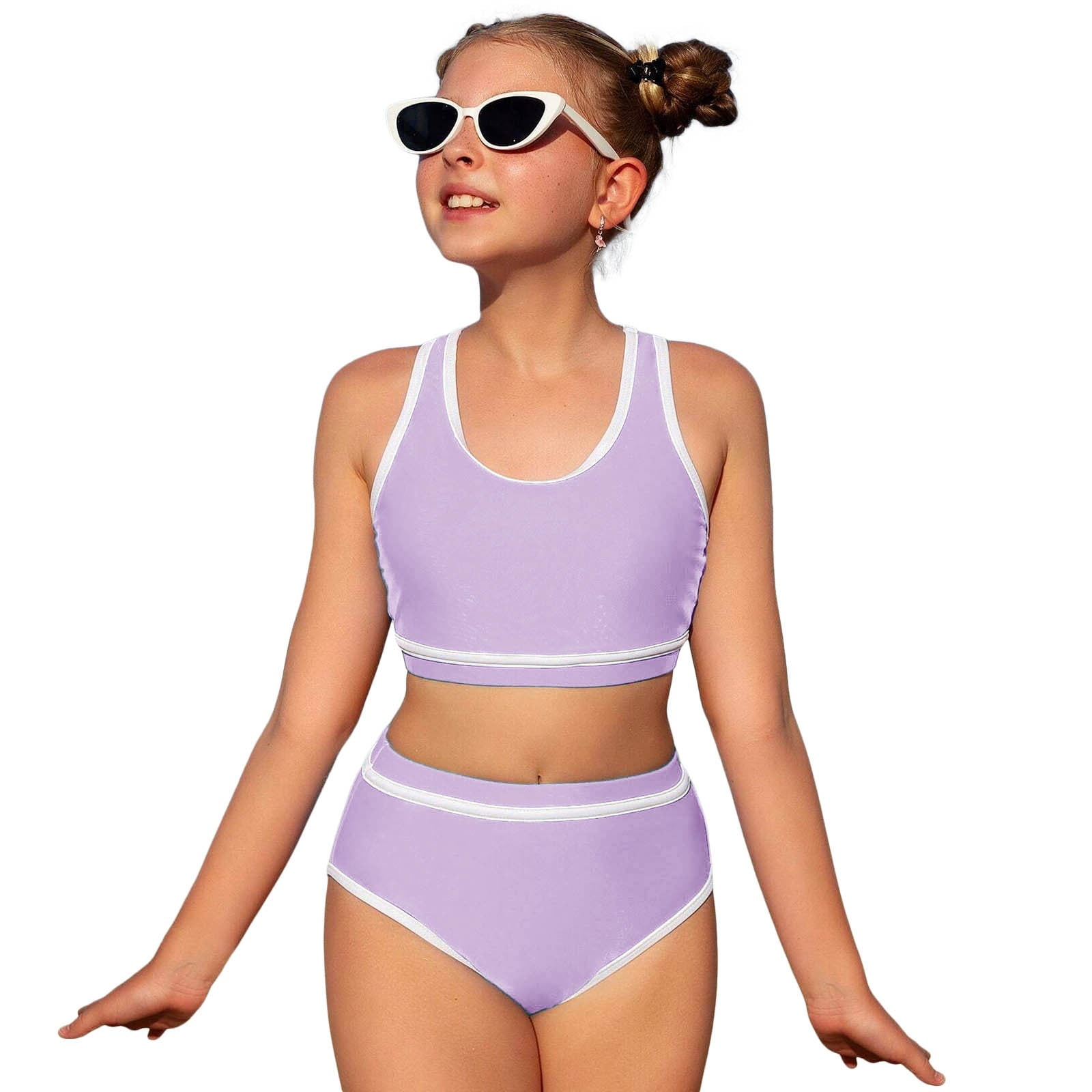 XZNPDUCQ Toddler Girl's 2 Piece Swimsuits Soild Bikini Bathing