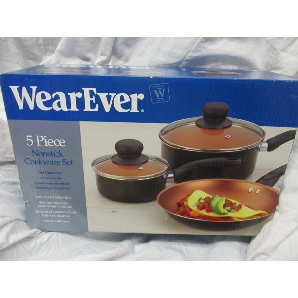 WearEver 5 Piece Nonstick Cookware Set Fry Pan Sauce Lids