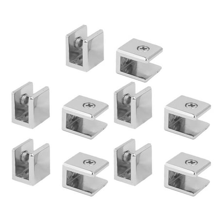 

Unique Bargains Zinc Alloy Wall Mounted Adjustable Glass Shelf Clip Clamp Bracket Support 10pcs