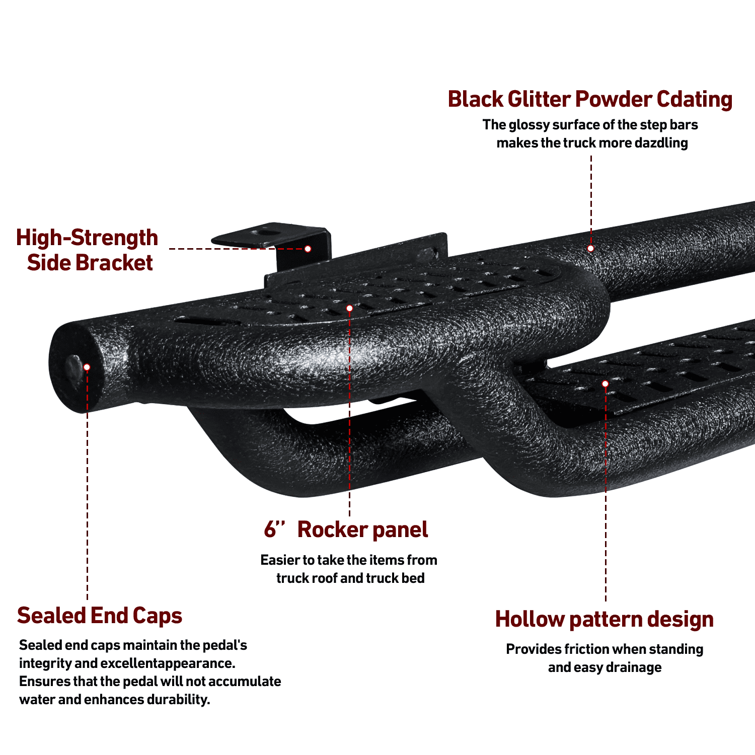 Vijay Running Boards Compatible with 2018-2026 Jeep Wrangler JL 4-Door A Pair Bolt-on Side Steps Rails Steel Nerf Bars