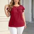 thumbnail image 2 of Tqcoqu Plus Size Tops for Women Summer 2026 Short Sleeve Shirts Tunics Round Neck Casual Loose Blouses,Wine Women's L-XXXXL, 2 of 6