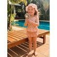thumbnail image 4 of BemeyourBBs Toddler Baby Girl Swimsuit Infant Bathing Suit 3 Pieces Heart Dot Plaid Cow Skin Swimsuits Bow Tank Top with Ruffle Shorts Set Sun Hat Swimwear Summer Beach Wear, 4 of 9