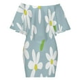 thumbnail image 6 of Groovy Daisy Flower Women's Off The Shoulder Ruffles Summer Wedding Guest Loose Casual Party Beach Dress, 6 of 9