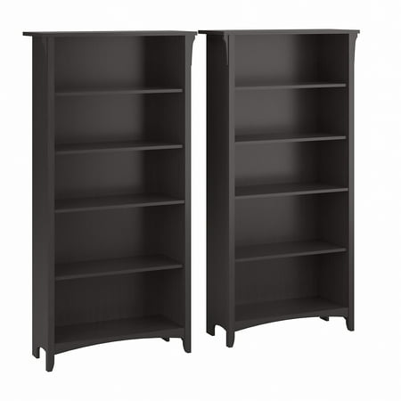 Bush Furniture Salinas Tall 5 Shelf Bookcase Set of 2 Vintage Black Bush Furniture Salinas Tall 5 Shelf Bookcase Set of 2 Vintage Black
