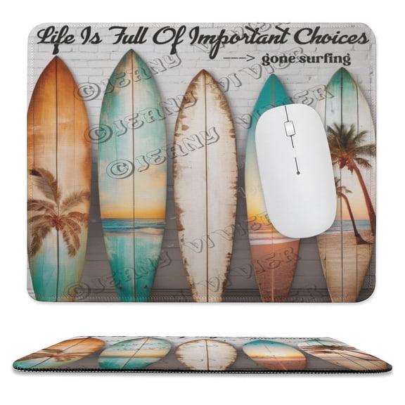 Surfboard Mouse Pad With Stitched Edge,Non-Slip Rubber Base,Premium-Textured, Gaming Mouse Pad for Wireless Mouse,Computers,Laptop,Office, Surfer Gifts 10"x12"