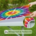 thumbnail image 6 of Colorful Rainbow Tie Dye Spiral Pattern Square Fitted Tablecloth with Elastic Edge,Square Table Cover,Washable Elastic Table Cover for Home Kitchen Party Decor 36"x36", 6 of 6