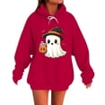 thumbnail image 3 of Xdegoge Halloween Hoodies for Women Cute Ghost with Pumpkin Drink Graphic Sweatshirts Pullover Long Sleeve Hooded Drawstring Sweat Shirts with Kangaroo Pocket Vintage Holiday Party Clothes, 3 of 6
