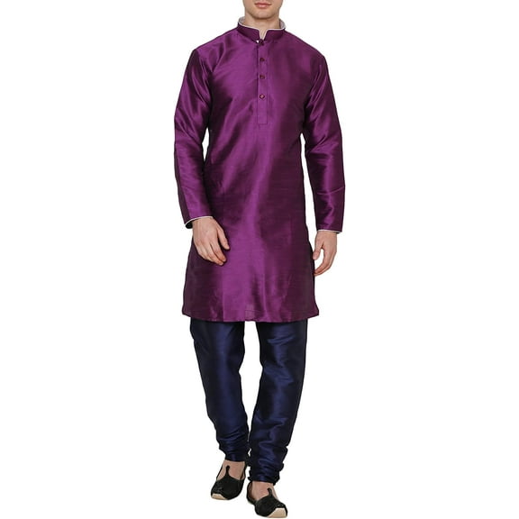 Royal Kurta Men's Cotton Silk Purple Kurta Churidar (42)