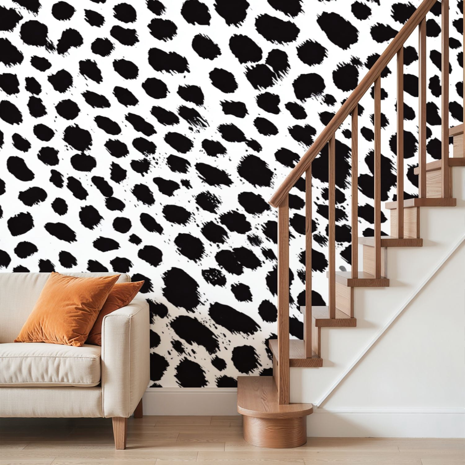 Wall Mural Peel and Stick Seamless dalmatian fur animal print Self-Adhesive Wallpaper Removable Wall Decal Wall Sticker Home Decor for Living Room Bedroom 100"x144"
