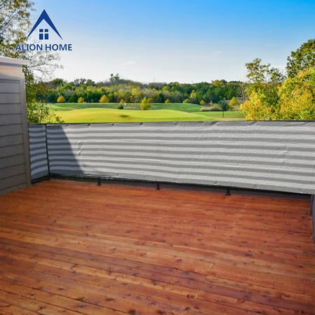 Backyard Patio Landscaping Ideas Alion Home Grey/White Elegant Privacy Screen for Backyard, Deck, Patio, Balcony, Pool, Fence 30''x 16' ()