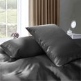 thumbnail image 4 of Cloud Fino 100% Pure Silk Satin Duvet with Fitted Sheet Set 4pcs, Silk Satin Fitted Sheet 15'' Deep Pocket,Silk Satin Duvet Cover,Silk Satin Pillowcases Set !!!(Olympic Queen Elephant Grey), 4 of 6