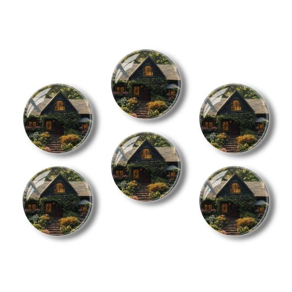 Glass Refrigerator Magnet 6Pcs Magnetic Fridge Sticker,Decor for Kitchen,Whiteboard,Cabinet,Beautiful Cottage