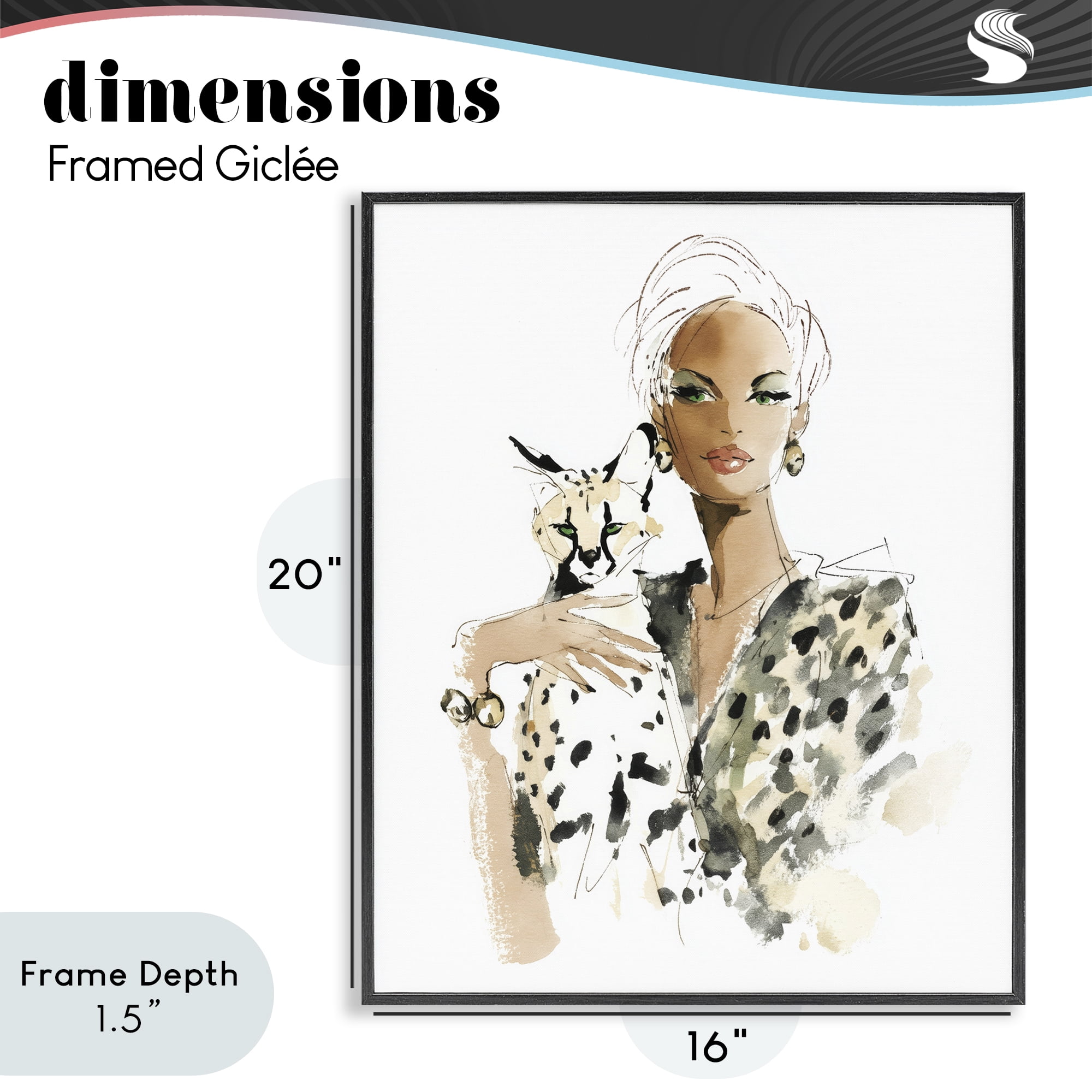 Stupell Industries Fashion Hunt Elegant Woman Black Framed Giclee Art, design by Svetlana Aleynikova