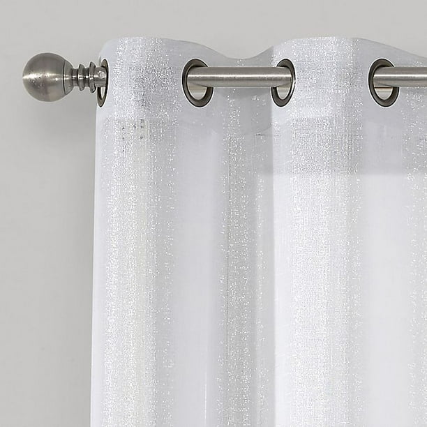 Salt Metallic 2Pack 84Inch Grommet Sheer Window Curtain in White