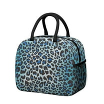 Womens Blue Leopard Print Lunch Box for Work,Insulated Lunch Bag for Women,Loncheras Para Mujer,Leakproof Adult Lunch Bag for Work,Beach,Travel,Picnic,Camping