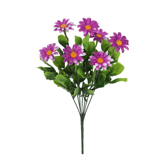 12.59" Outdoor Artificial Flowers, UV Resistant Plastic Fake Daisies Bouquets for Cemetery Porch Window Box, Lotus Pink