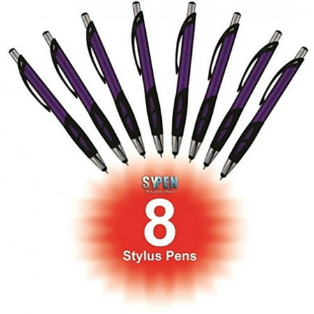 Stylus Pens - 2 in 1 Touch Screen & Writing Pen, Sensitive Stylus Tip - For Your iPad, iPhone,Nook, Samsung Galaxy & More - Purple, 8 pack -By