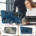 thumbnail image 6 of for Samsung Galaxy A14 5G Wallet Case with Card Holder, Hand Wrist Strap Loop Holder Kickstand, Finger Grip Ring Buckle PU Leather Double Buttons Shockproof Cover for Samsung Galaxy A14 5G, Blue, 6 of 10