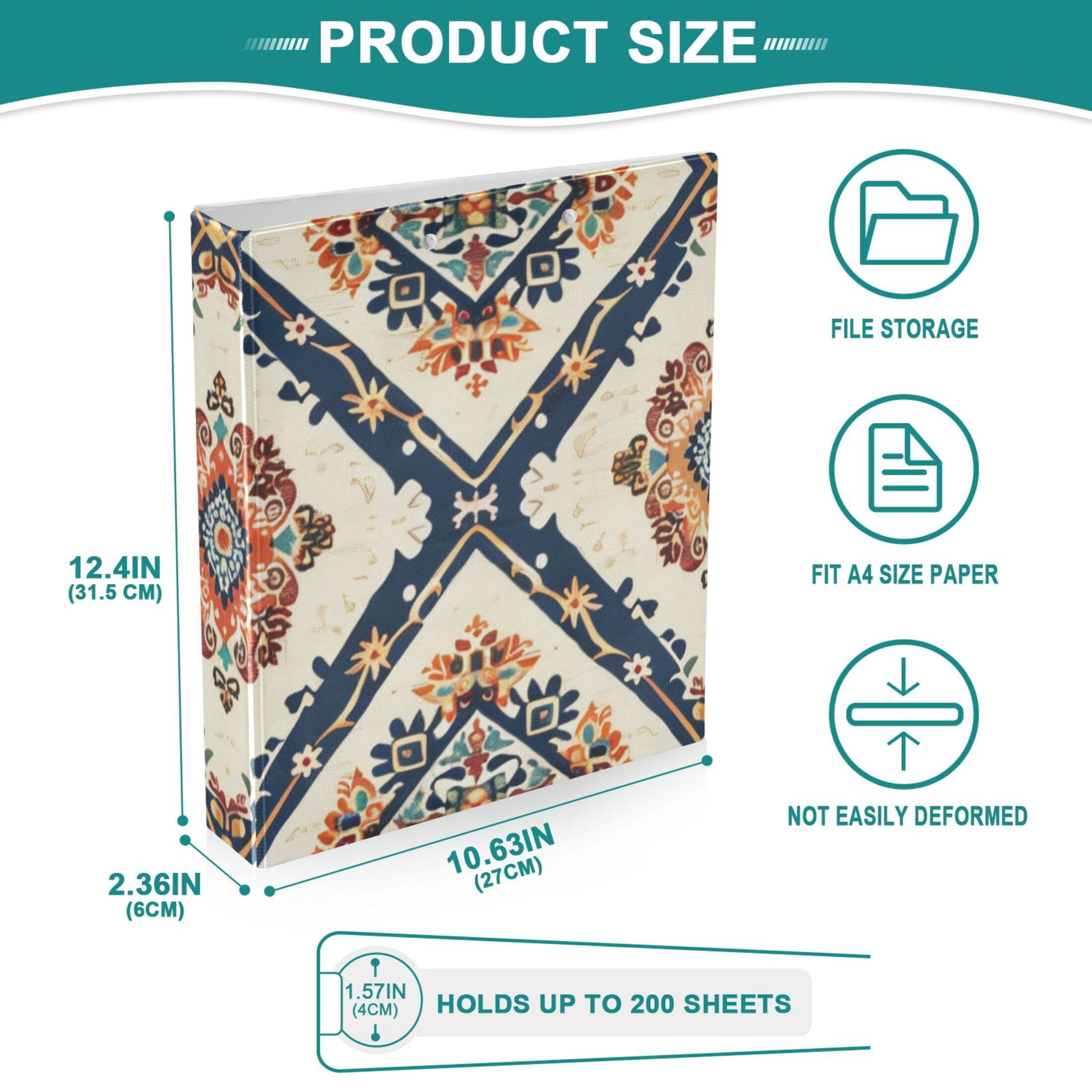 Rustic 3 Ring Binders 1.5 inch Hardcover File Folders with Interior Pockets A4 Size Organizer for School Office Hospital Set of 2