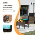 thumbnail image 3 of Vineego 4 Pieces Outdoor Patio Furniture Sets Conversation Sets Rattan Chair Wicker Sets with Cushioned Tempered Glass, Blue, 3 of 7