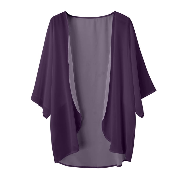 purple shrugs for dresses Bwdbhd Shrugs for Women Dresses Women's Long Sleeve Cardigan Knit Sweaters Cropped Open Front Bolero Shrug for Dresses Purple,S
