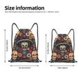 thumbnail image 5 of Yiaed Skulls and Flowers Print Drawstring Bags Drawstring Backpack Bulk String Back Pack Gym Sport Bag-Medium, 5 of 5