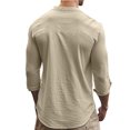 thumbnail image 6 of ZZwxWA Mens Crew Neck Long Sleeve Shirt Casual Solid Color Blouse Button Down Up Holiday Shirts Fit Versatile Tshirt Tops Cotton Linen, 6 of 6