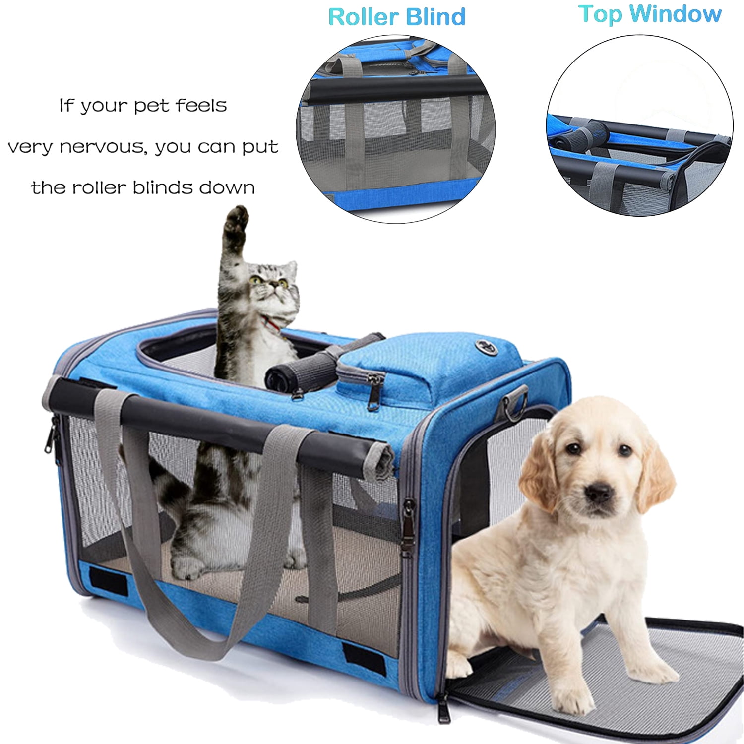 Cat Carrier Pet Large Cat Carrier for Small Medium Dogs Cats Under 25lbs with A Bowl, Mat, TSA Airline Approved