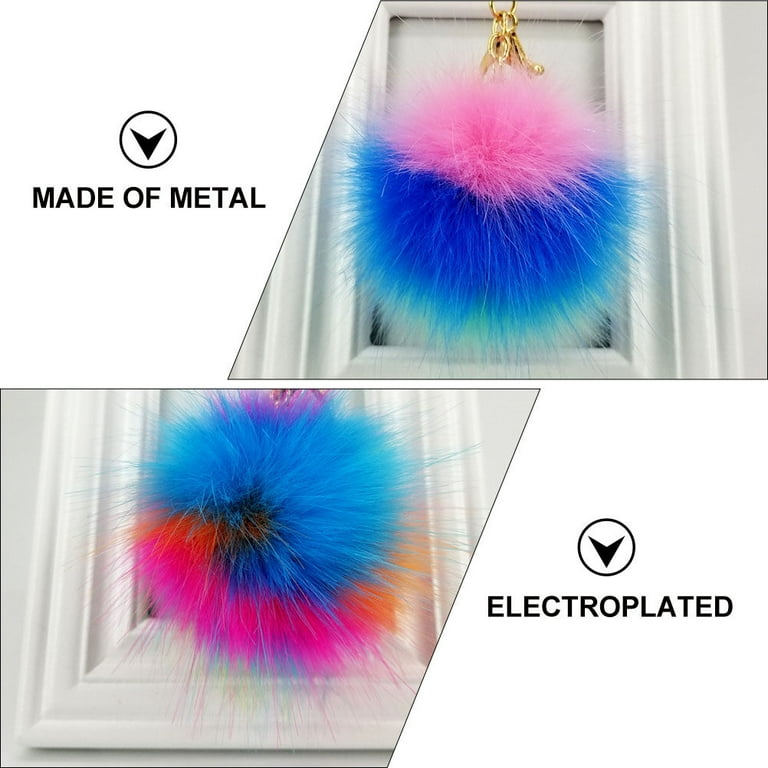 Frcolor 4pcs Pom Pom Keychain Fluffy Puff Ball Keychain Beautiful Hanging Decoration, Girl's, Size: 14x8x8CM