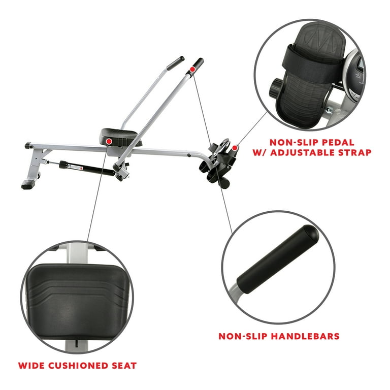 Sunny Health Fitness Full Motion Rowing Machine Rower w 400 LB Capacity Free SunnyFit App Membership SF RW5639