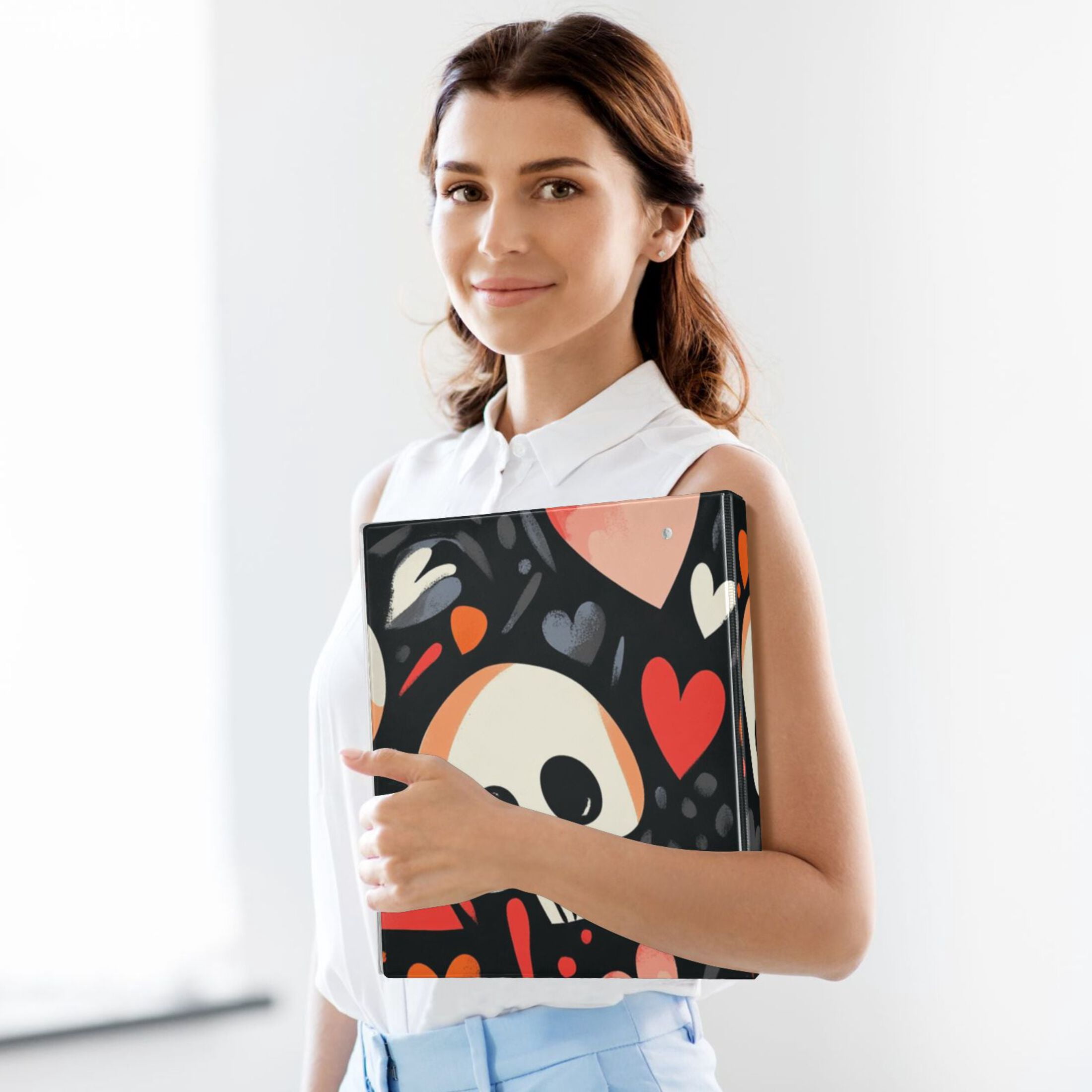 Skulls and Hearts 3 Ring Binders 1.5 inch Hardcover File Folders with Interior Pockets A4 Size Organizer for School Office Hospital