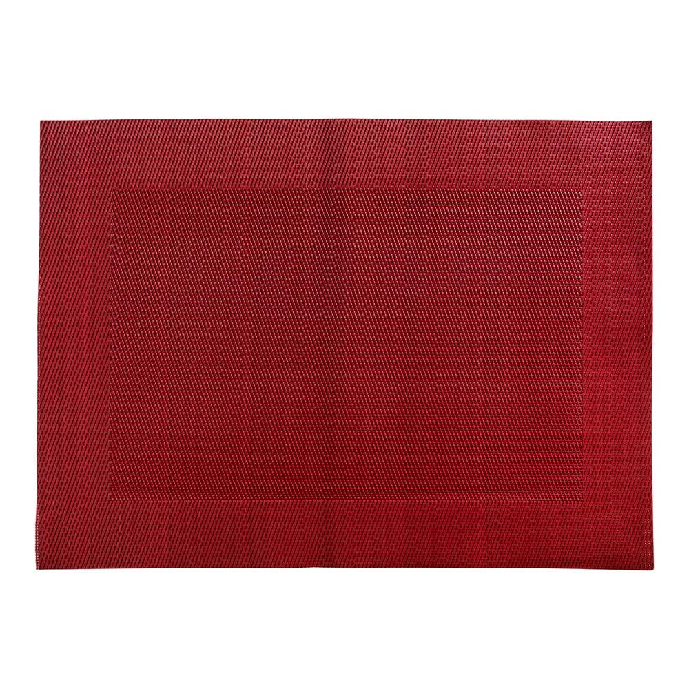 Geneva Frame Red Vinyl Woven Placemat 16" x 12" 6 count box