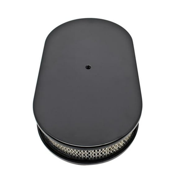 15 in. Aluminum Oval Air Cleaner Paper Filter Smooth - Black
