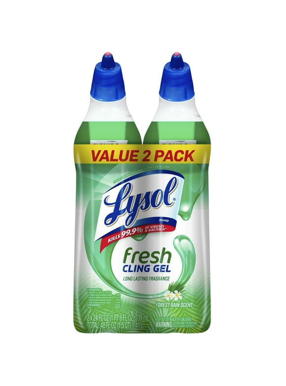 Lysol Toilet Bowl Cleaner Gel, For Cleaning and Disinfecting, Stain Removal, Forest Rain Scent, 24oz (Pack of 2)