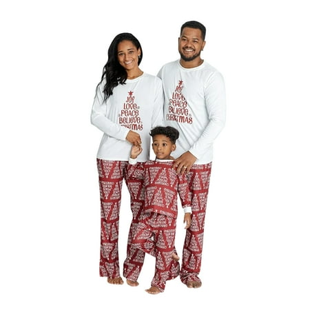 

Spring hue Christmas Family Matching Pajamas Set Adult Kids Tops Prints Pants