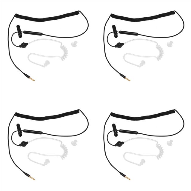 4X Auriculares de un Solo Lado Auriculares Intrauditivos EstéReo Mono con Aislamiento de Ruido Auriculares con Resorte de MicróFono Cable Reforzado con Bobina
