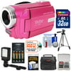 Vivitar DVR-508 HD Digital Video Camera Camcorder (Pink) with 32GB Card + Batteries & Charger + Case + LED Video Light + Tripod + Kit
