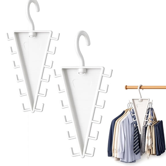 V Shaped Double-Sided Closet Organizer Hanger, 360° Rotatable Multi-Layer Vertical Space Saving Clothes Hanger Rack with 12 Hooks for Hats, Scarves, Belts, Bags, and Ties